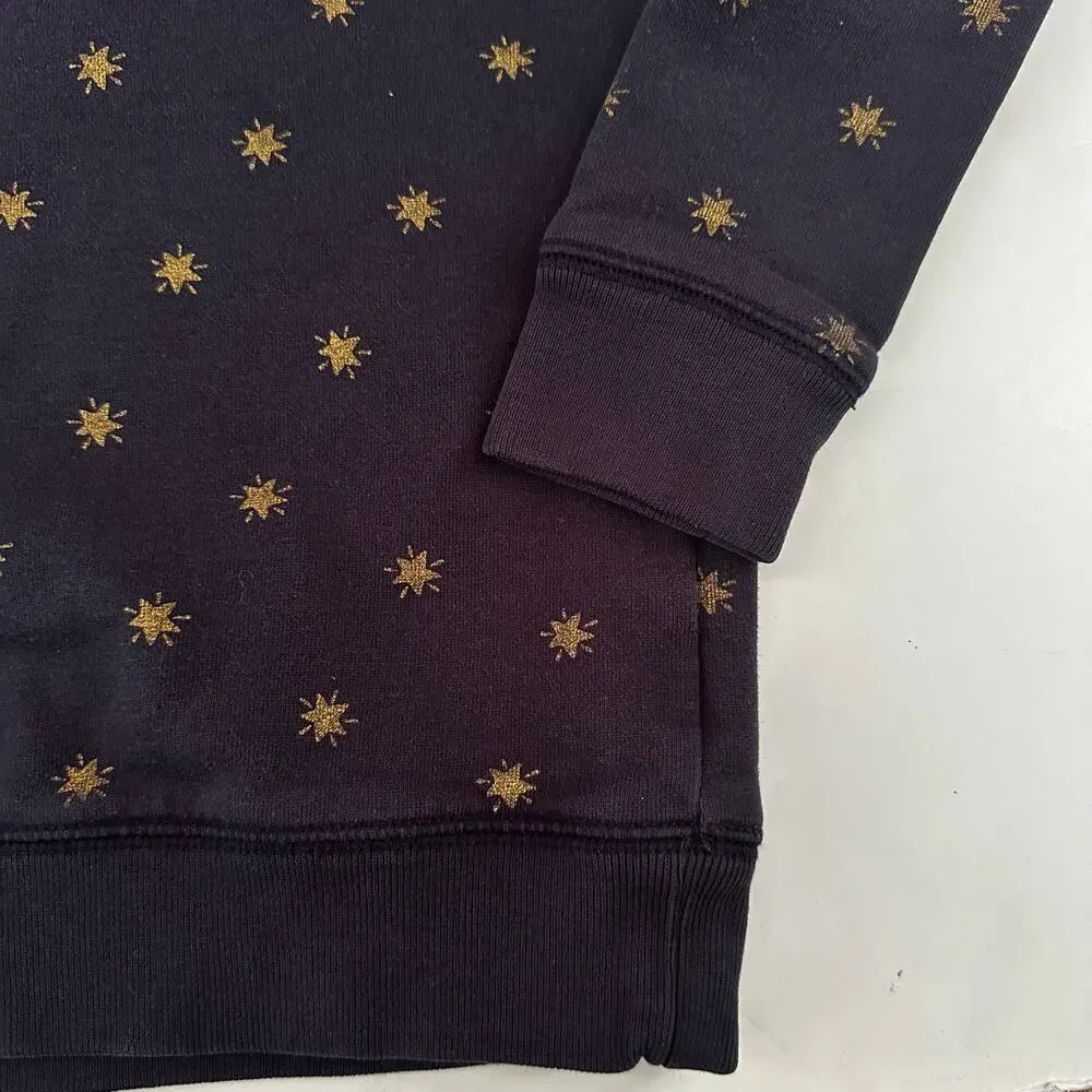 Crewcuts Girls' Navy Hoodie with Gold Foil Stars - Size Small